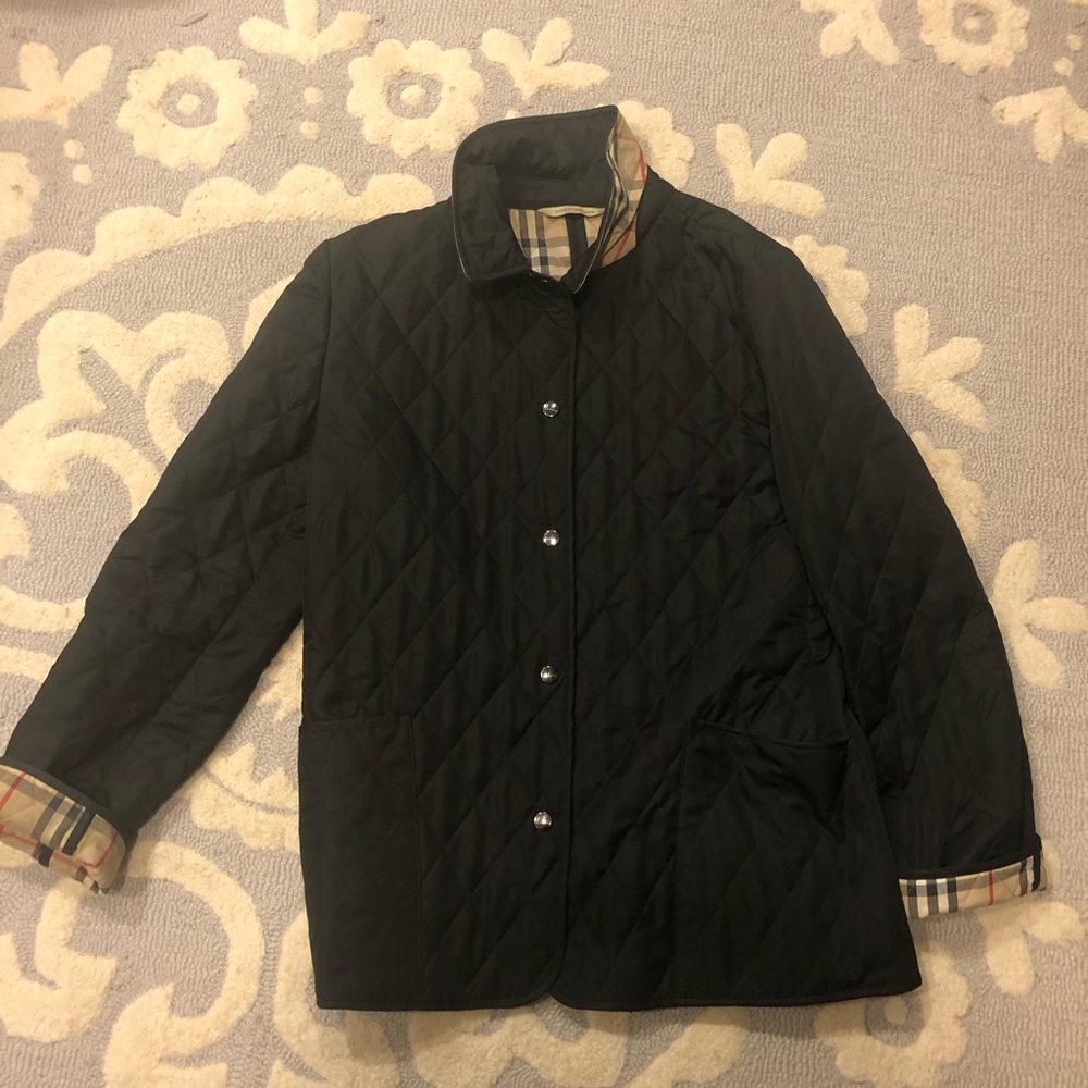 Burberry brit quilted snap closure jacket. Women. Size. L